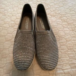 Silver Sparkly Skechers Street Air-Cooled Memory Foam Slip-on Shoes Size 9.5